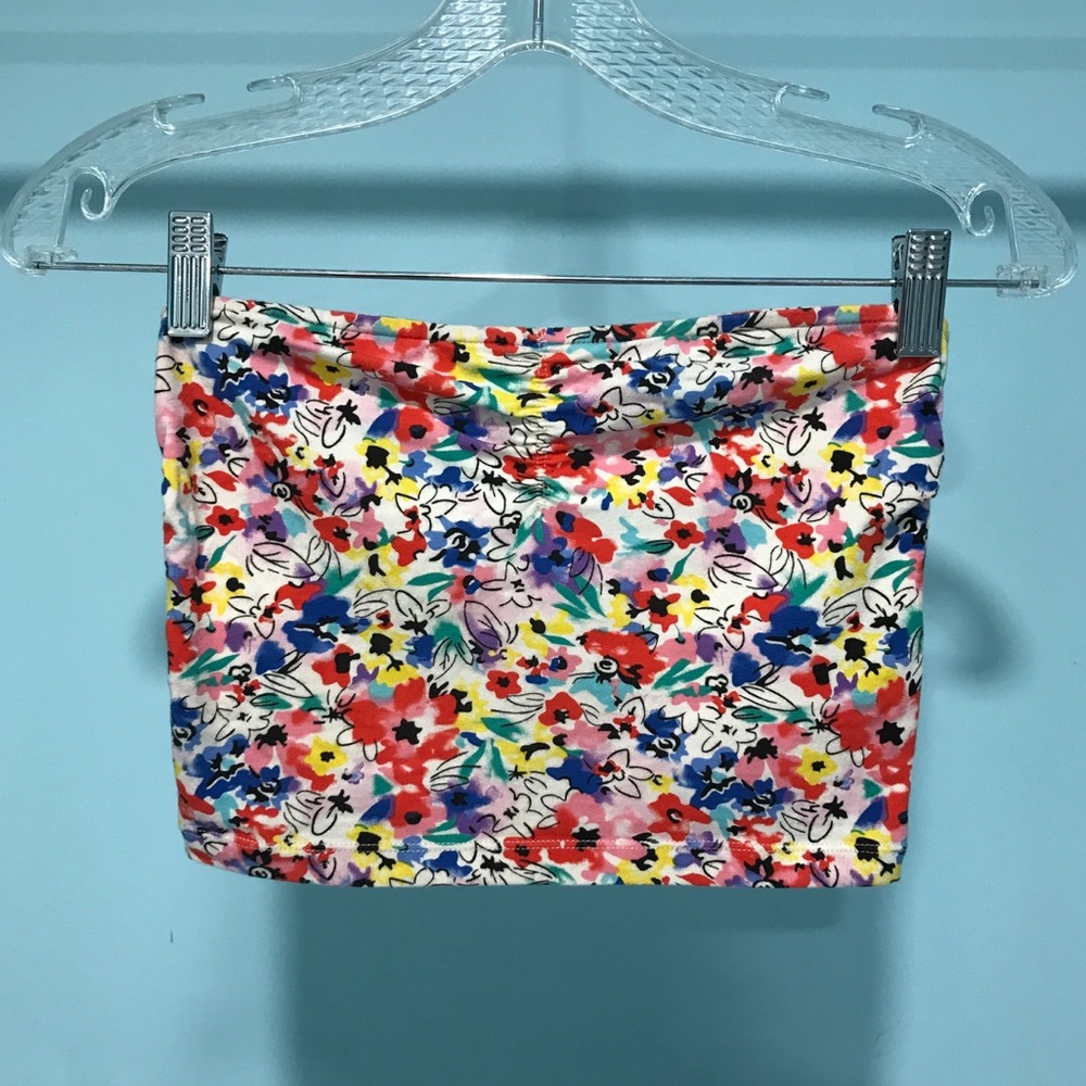 Garage Floral Long Strapless Ruched Bandeau S